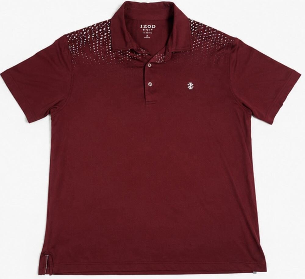 IZOD Golf Polo Shirt Mens XL Burgundy Stretch Performance Short Sleeve Logo